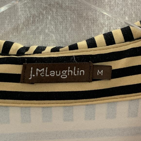 J.McLaughlin M Womens Tan Striped Catalina Cloth Button Front Shirt Top - Picture 3 of 10